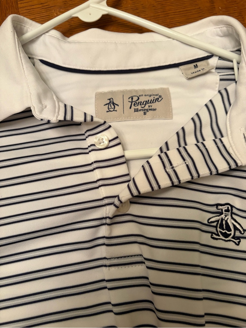Original Penguin Heritage Stripe Golf Polo White Polo with Thin Black Stripes - Picture 4 of 4